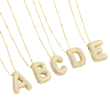 Bubble letter initial necklace | Gold