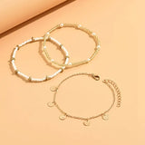 Coastal Charm 3-Piece Layered Anklet Set | Gold