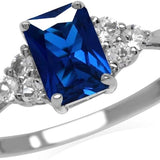 Octagon Cut Sapphire Ring | White Gold