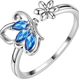 Sapphire Butterfly Ring | White Gold