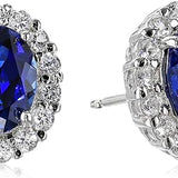 Oval White Sapphire Stud Earrings | White Gold