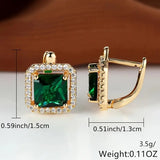 Golden Green Square Zirconia Earrings | Gold