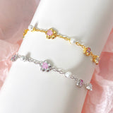 Crystal Zircon Pearl Chain Bracelet