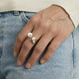 Adjustable Triple Freshwater Pearl Ring