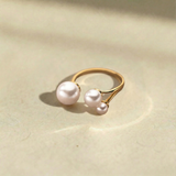 Adjustable Triple Freshwater Pearl Ring