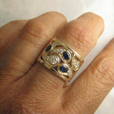 Vintage Golden Inlaid Zirconia Ring