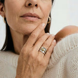 Melly - Golden Heart Silver Ring