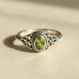 Vintage Olive Stone Silver Ring