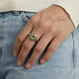 Vintage Olive Stone Silver Ring