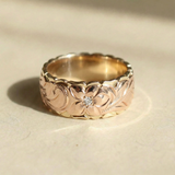 Vintage Rose Flower Gold Ring