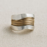 Silver Golden Threads Ring
