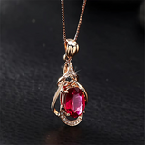 Exquisite Red Crystal Gold Necklace