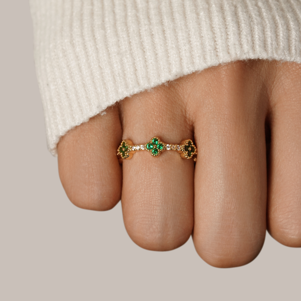 Luck - Cloverleaf Crystal Ring