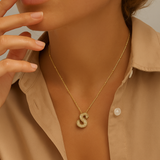 Bubble letter initial necklace | Gold