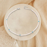 Pearl Choker Necklace with Heart Charms