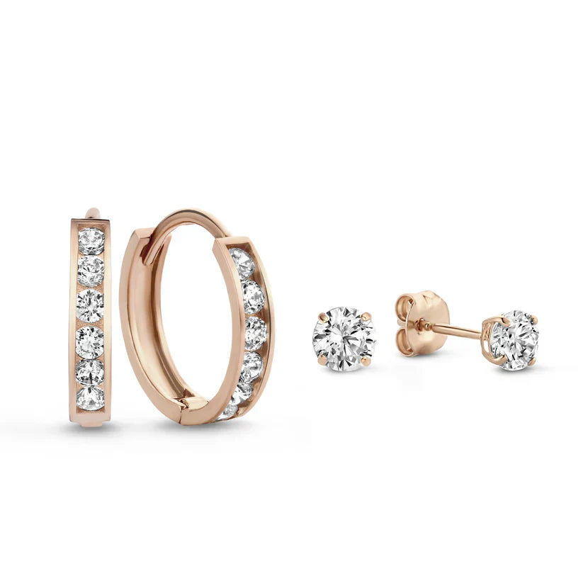 Dara Brillane Stone Earrings Set | Gold