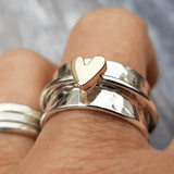 Mely - Golden Heart Silver Ring