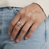 Melly - Golden Heart Silver Ring