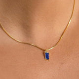 Minimalist Sapphire Pendant Necklace | White Gold