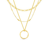 Open Circle Three Row Necklace | Gold
