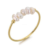 Gold Pearl Charm Ring