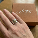 Melly - Golden Heart Silver Ring